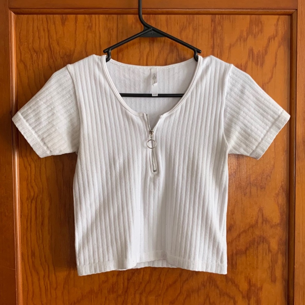 White Ribbed Crop Top
